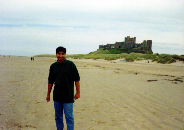 Vacation pic in Scottland on a beach by a castle